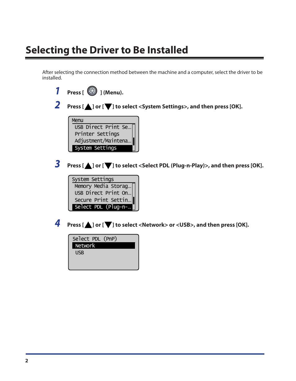 Selecting the driver to be installed | Canon i-SENSYS MF5980dw User Manual | Page 3 / 40