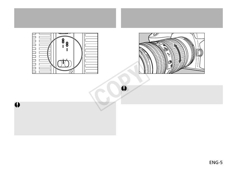 Cop y, Zooming, Switching the focusing distance range | Canon EF 70-200mm f4L USM User Manual | Page 6 / 13