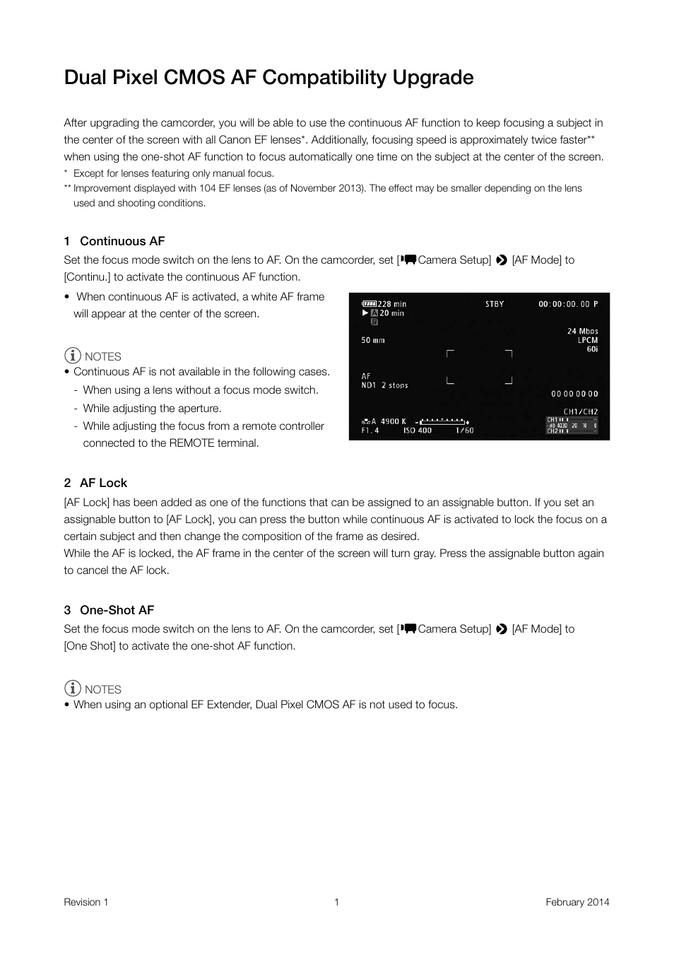 Canon EOS C100 User Manual | 1 page