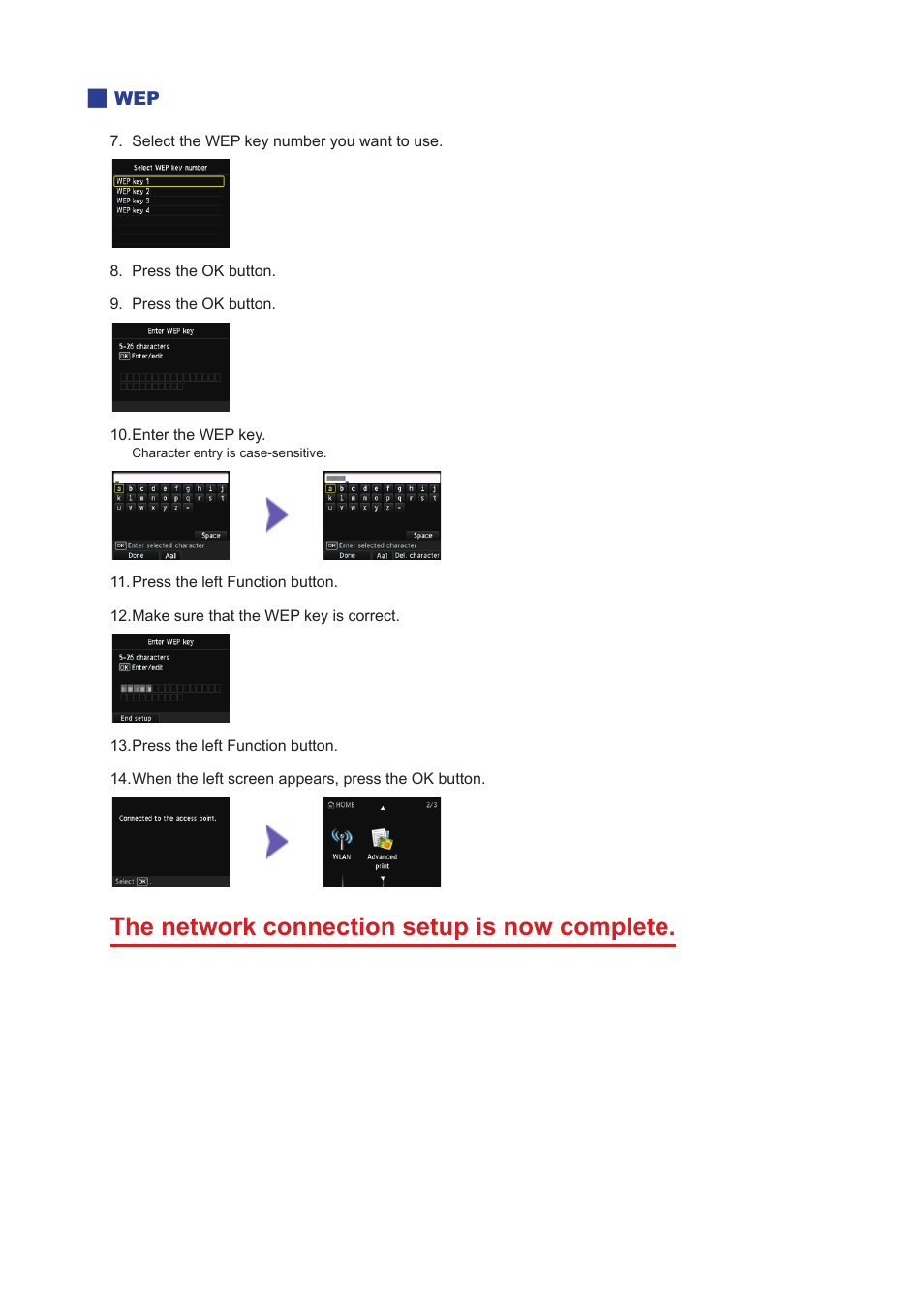 The network connection setup is now complete | Canon PIXMA MG5550 User Manual | Page 10 / 25