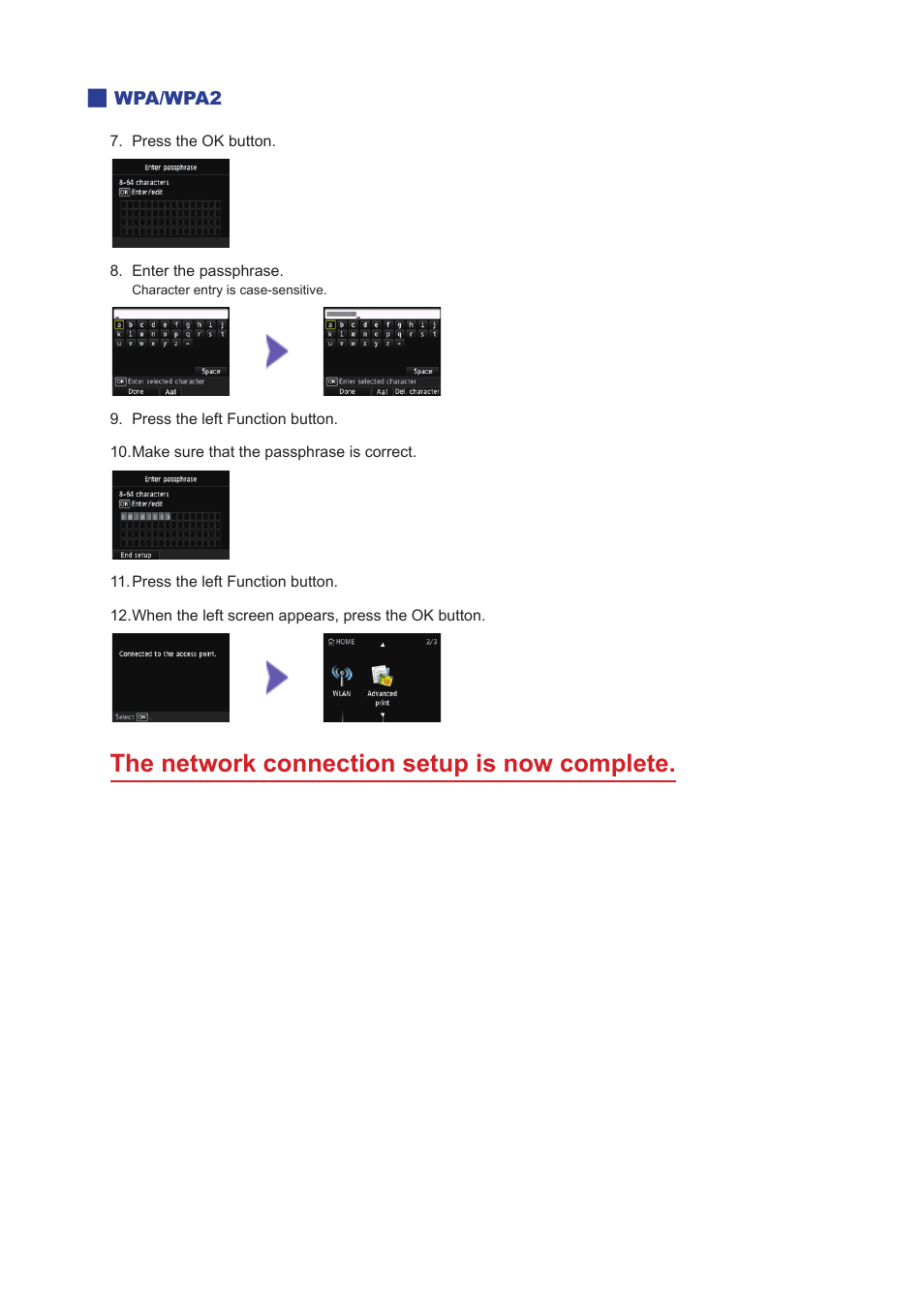 The network connection setup is now complete | Canon PIXMA MG5550 User Manual | Page 11 / 25