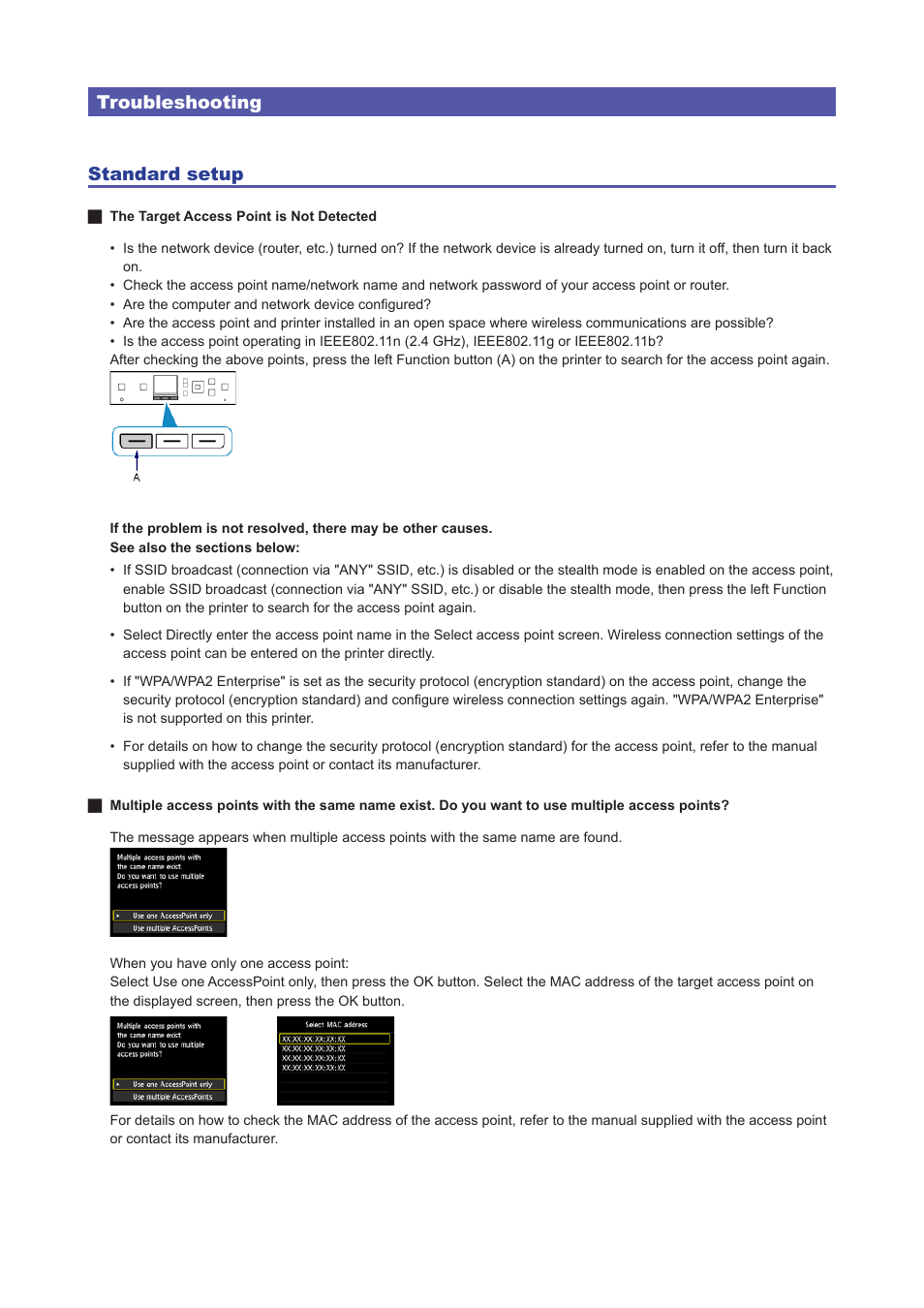 Troubleshooting standard setup | Canon PIXMA MG5550 User Manual | Page 13 / 25