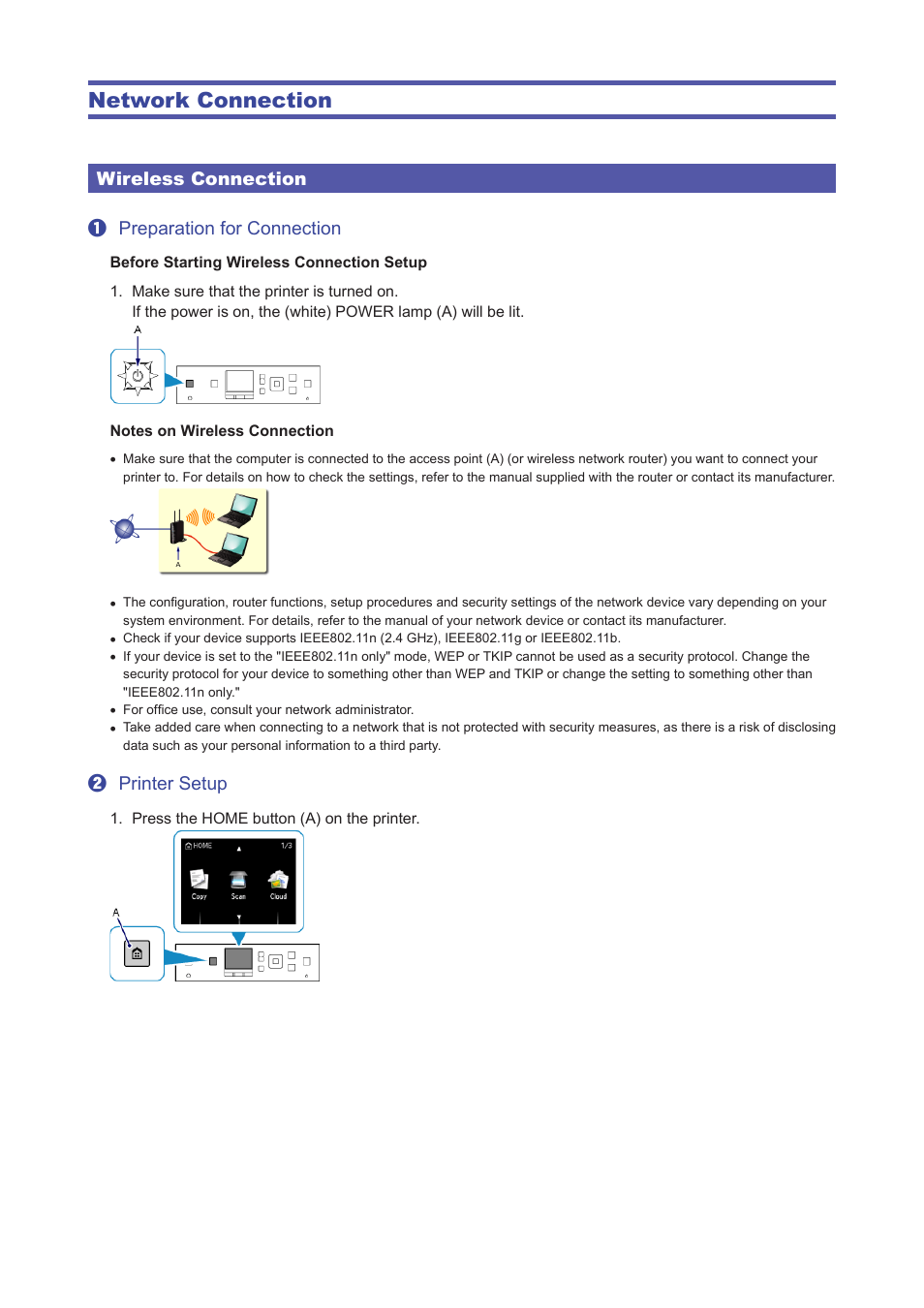 Network connection | Canon PIXMA MG5550 User Manual | Page 3 / 25