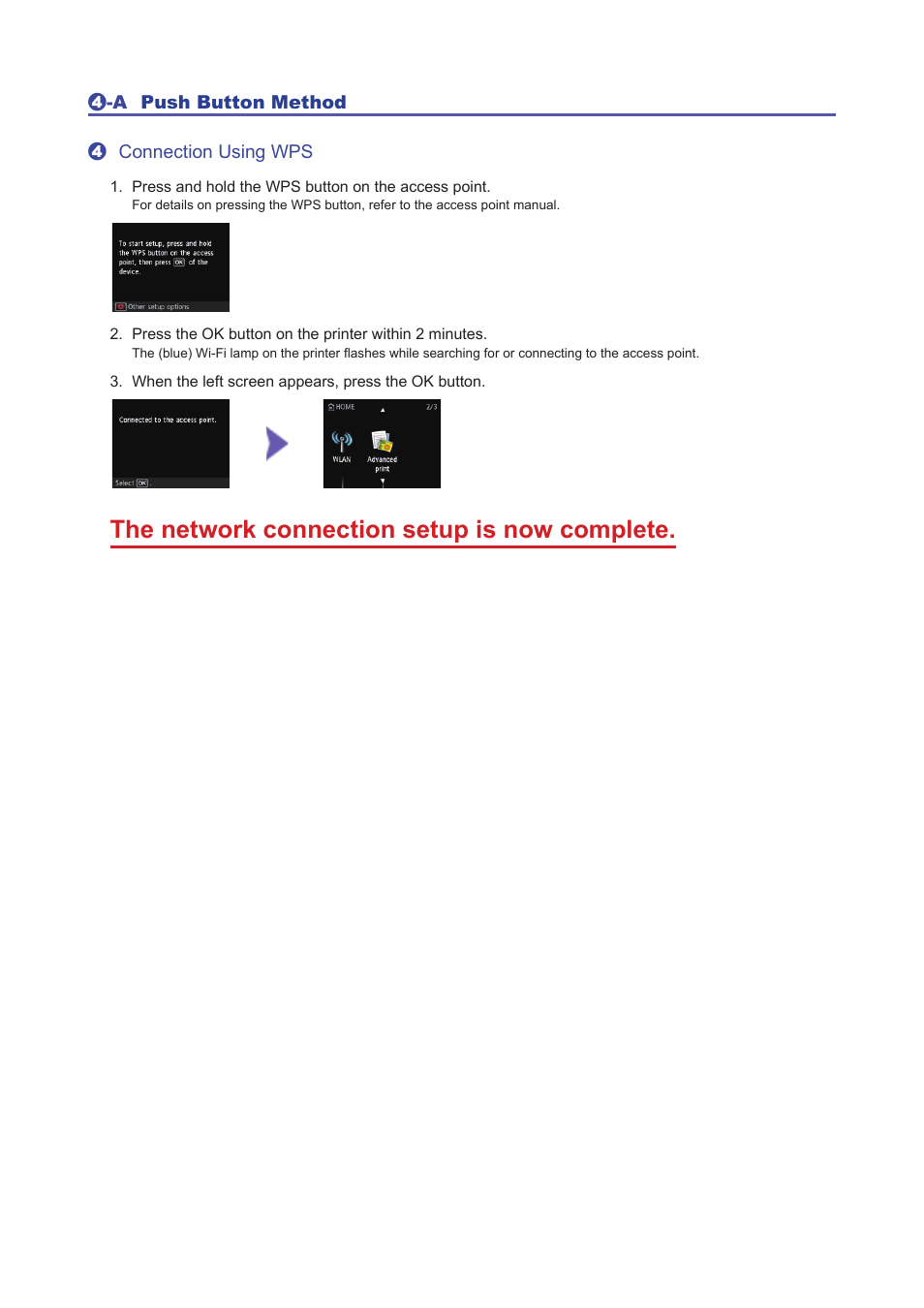 The network connection setup is now complete | Canon PIXMA MG5550 User Manual | Page 5 / 25