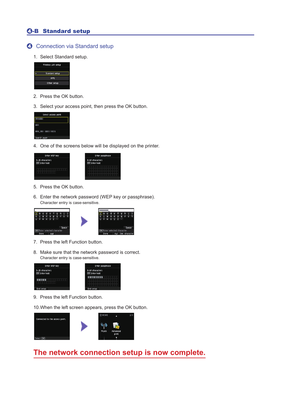 The network connection setup is now complete | Canon PIXMA MG5550 User Manual | Page 6 / 25