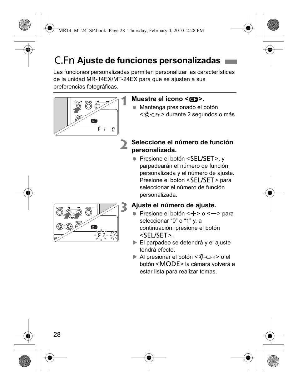 Cajuste de funciones personalizadas | Canon Macro Twin Lite MT-24EX User Manual | Page 118 / 136