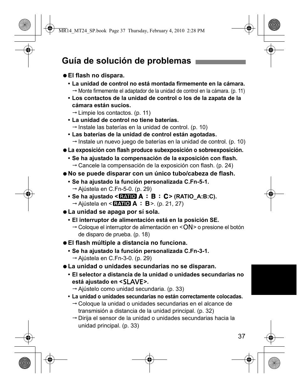 Guía de solución de problemas | Canon Macro Twin Lite MT-24EX User Manual | Page 127 / 136