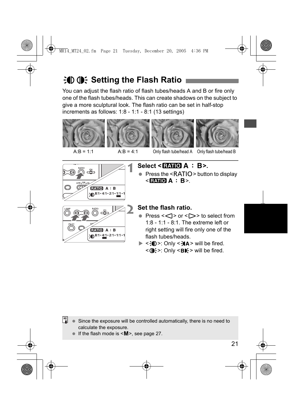 Mn setting the flash ratio | Canon Macro Twin Lite MT-24EX User Manual | Page 23 / 136
