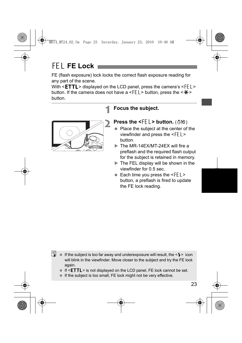 7fe lock | Canon Macro Twin Lite MT-24EX User Manual | Page 25 / 136