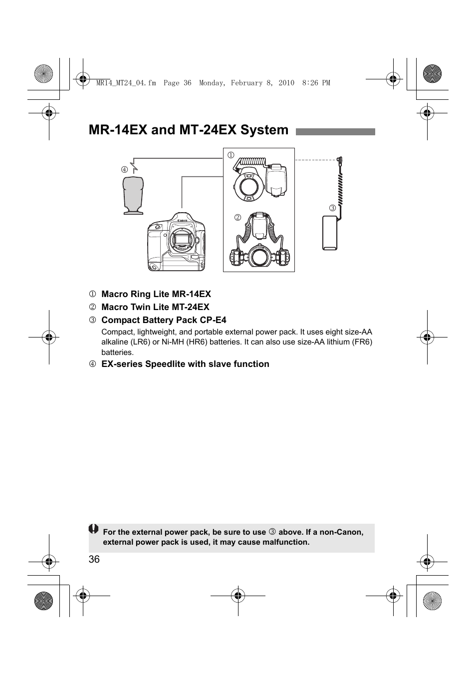 Mr-14ex and mt-24ex system | Canon Macro Twin Lite MT-24EX User Manual | Page 38 / 136