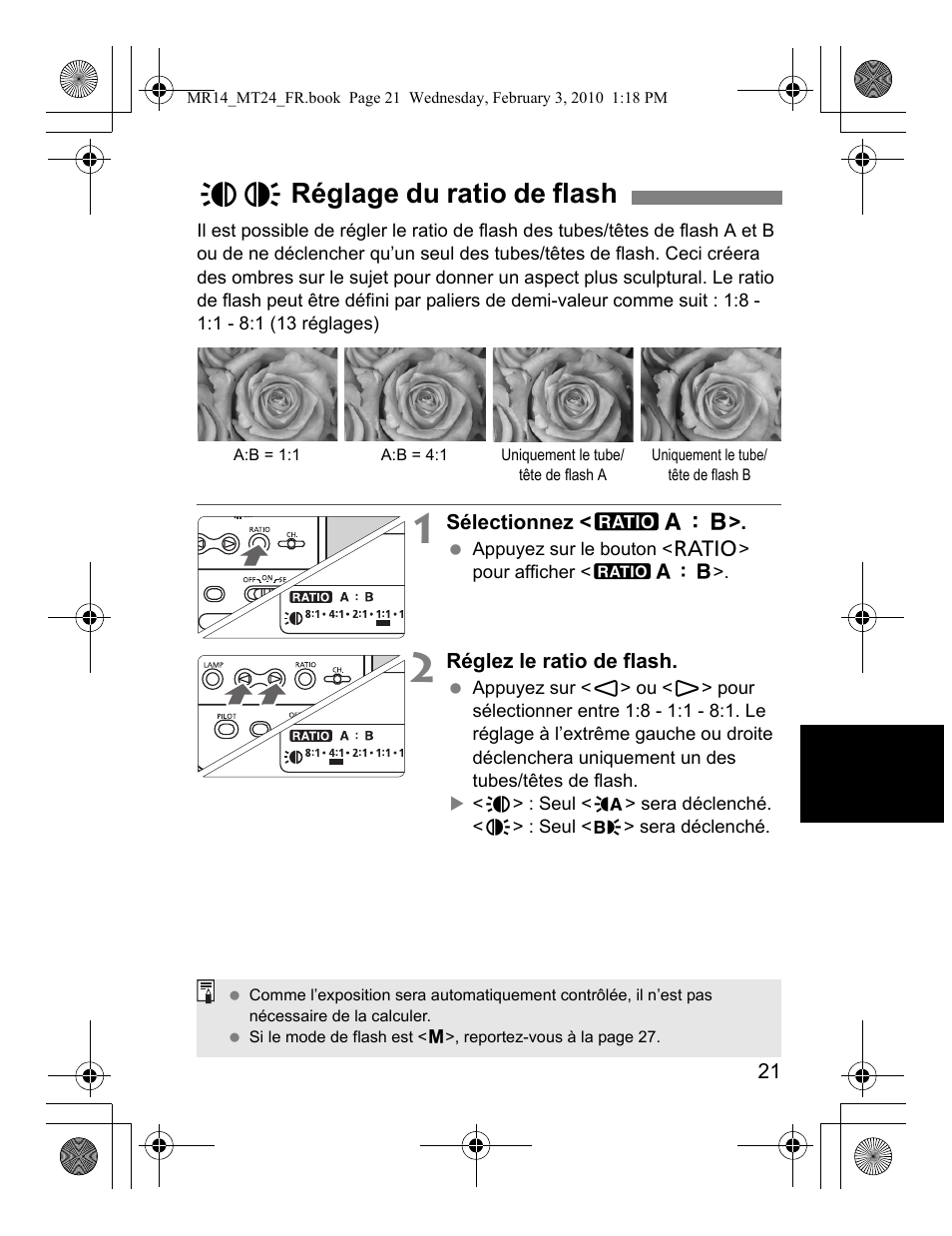 Mn réglage du ratio de flash | Canon Macro Twin Lite MT-24EX User Manual | Page 67 / 136