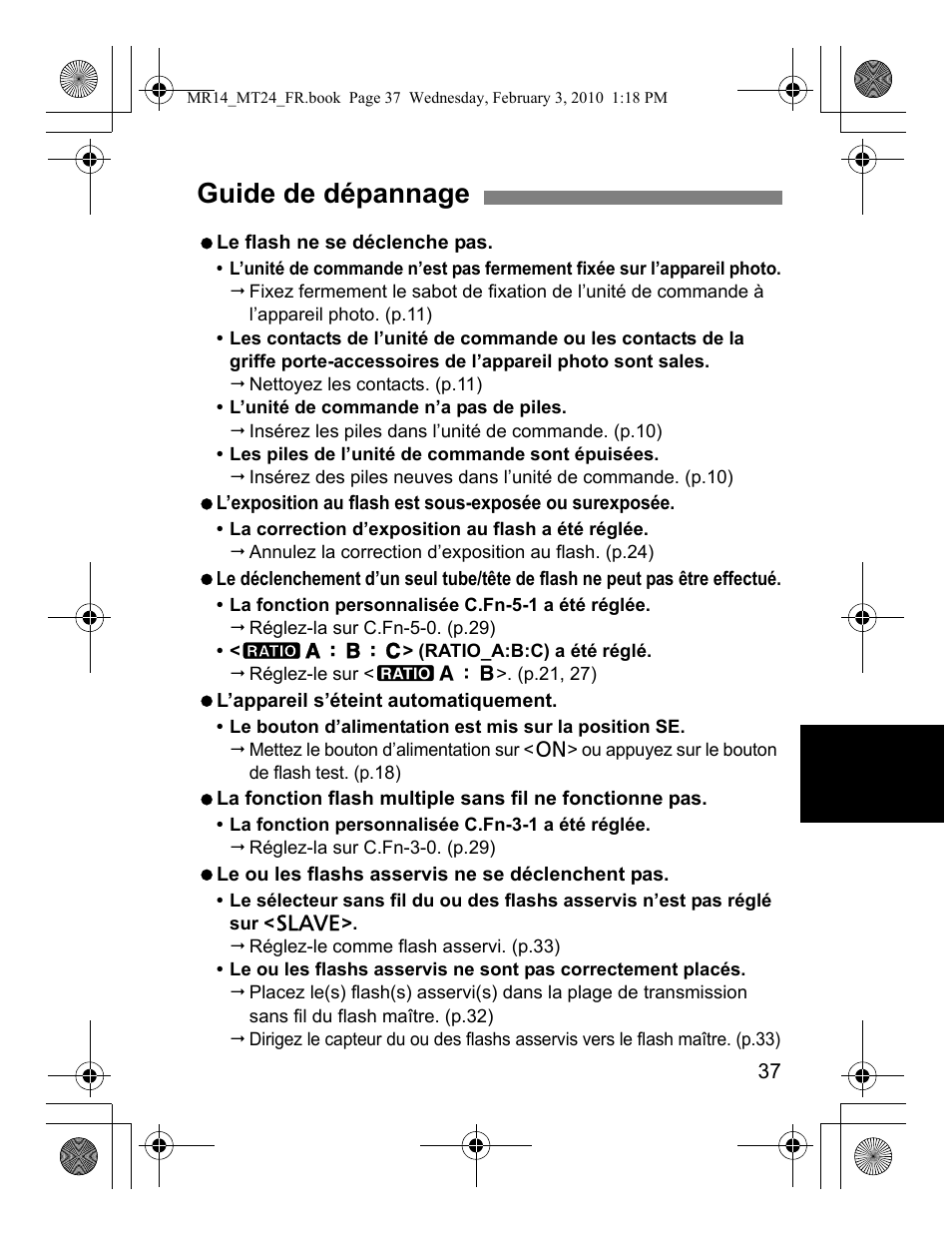 Guide de dépannage | Canon Macro Twin Lite MT-24EX User Manual | Page 83 / 136