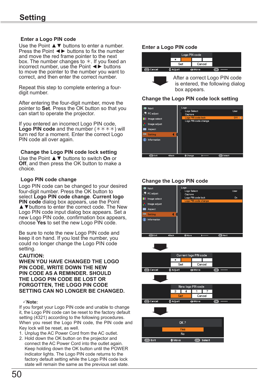 Setting | Canon LV-7292S User Manual | Page 50 / 77