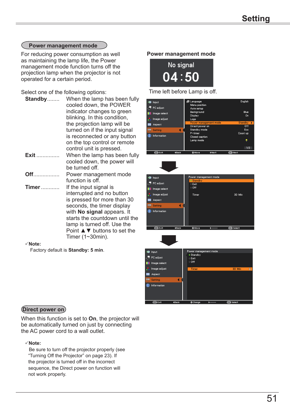 Setting | Canon LV-7292S User Manual | Page 51 / 77