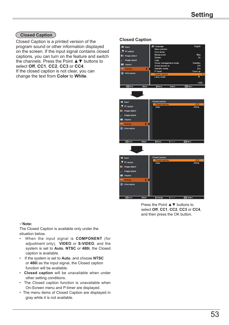 Setting | Canon LV-7292S User Manual | Page 53 / 77