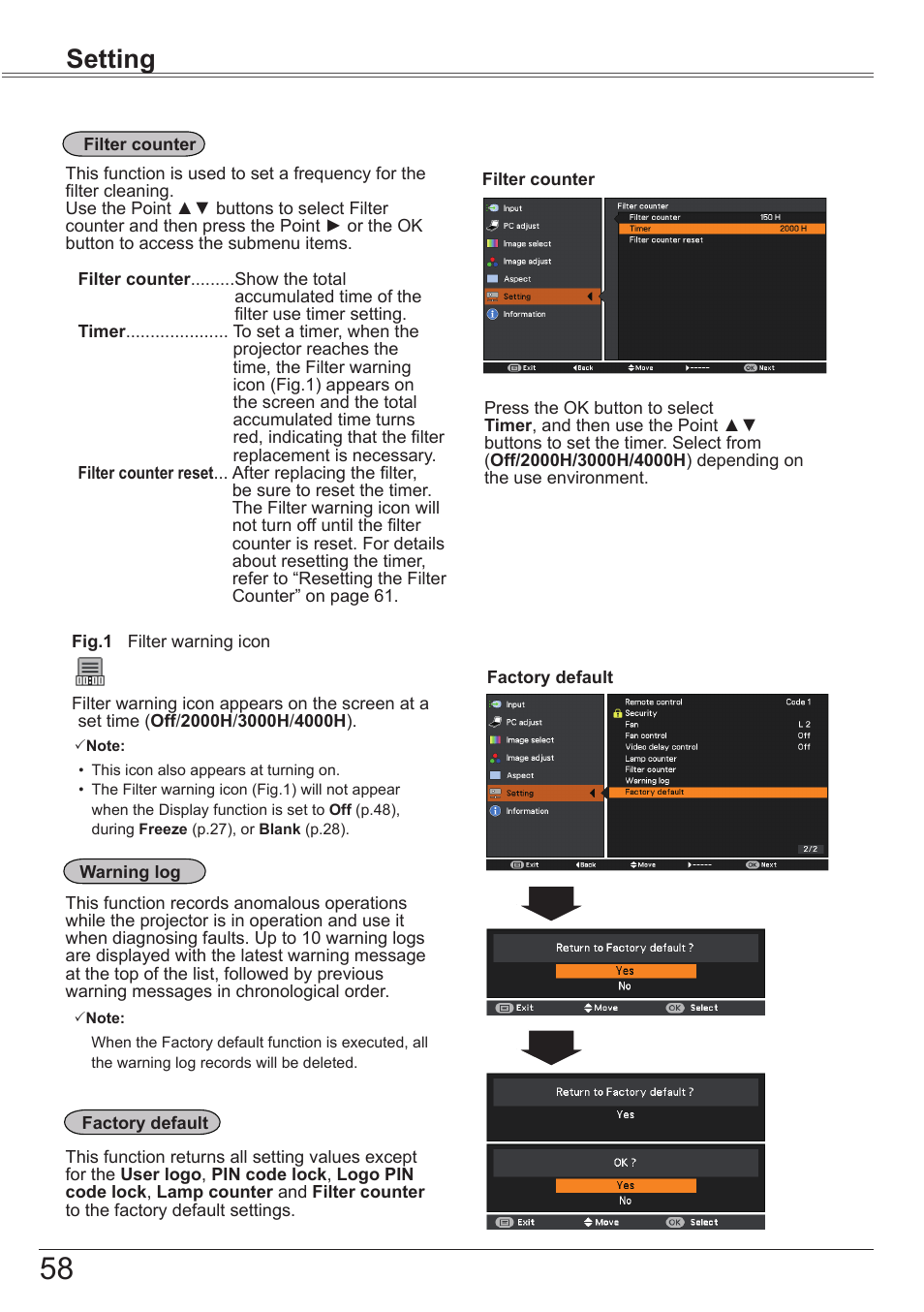 Information, Setting | Canon LV-7292S User Manual | Page 58 / 77