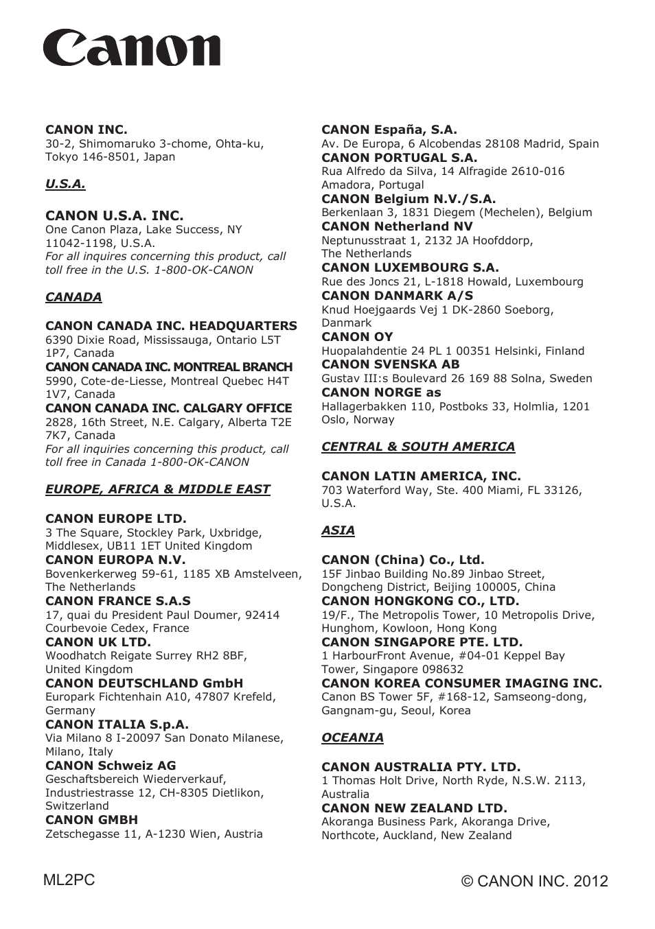 Appendix | Canon LV-7292S User Manual | Page 77 / 77