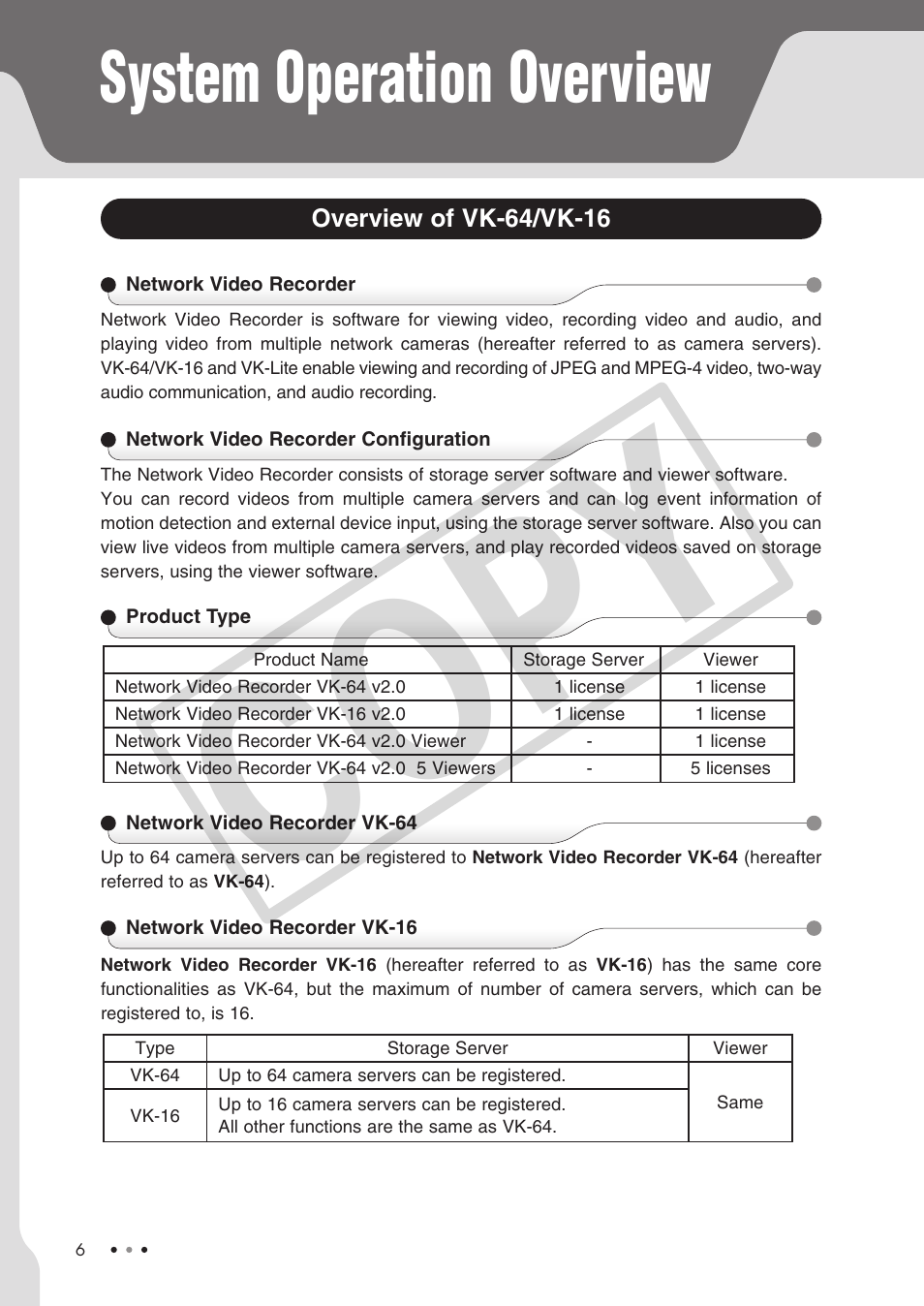 Cop y, System operation overview | Canon VB-C60 User Manual | Page 6 / 30