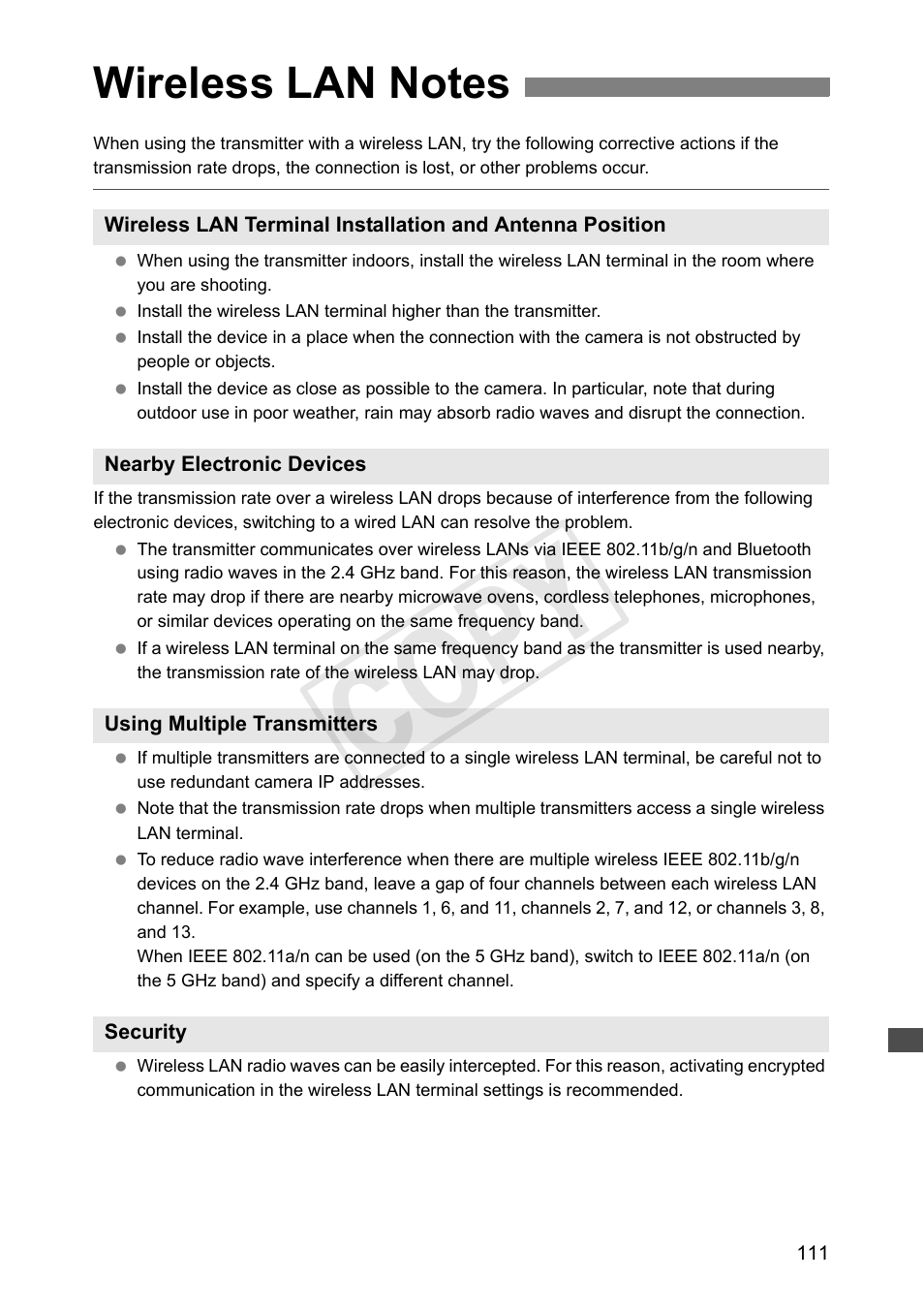 Wireless lan notes, Cop y | Canon Wireless File Transmitter WFT-E7A User Manual | Page 111 / 126