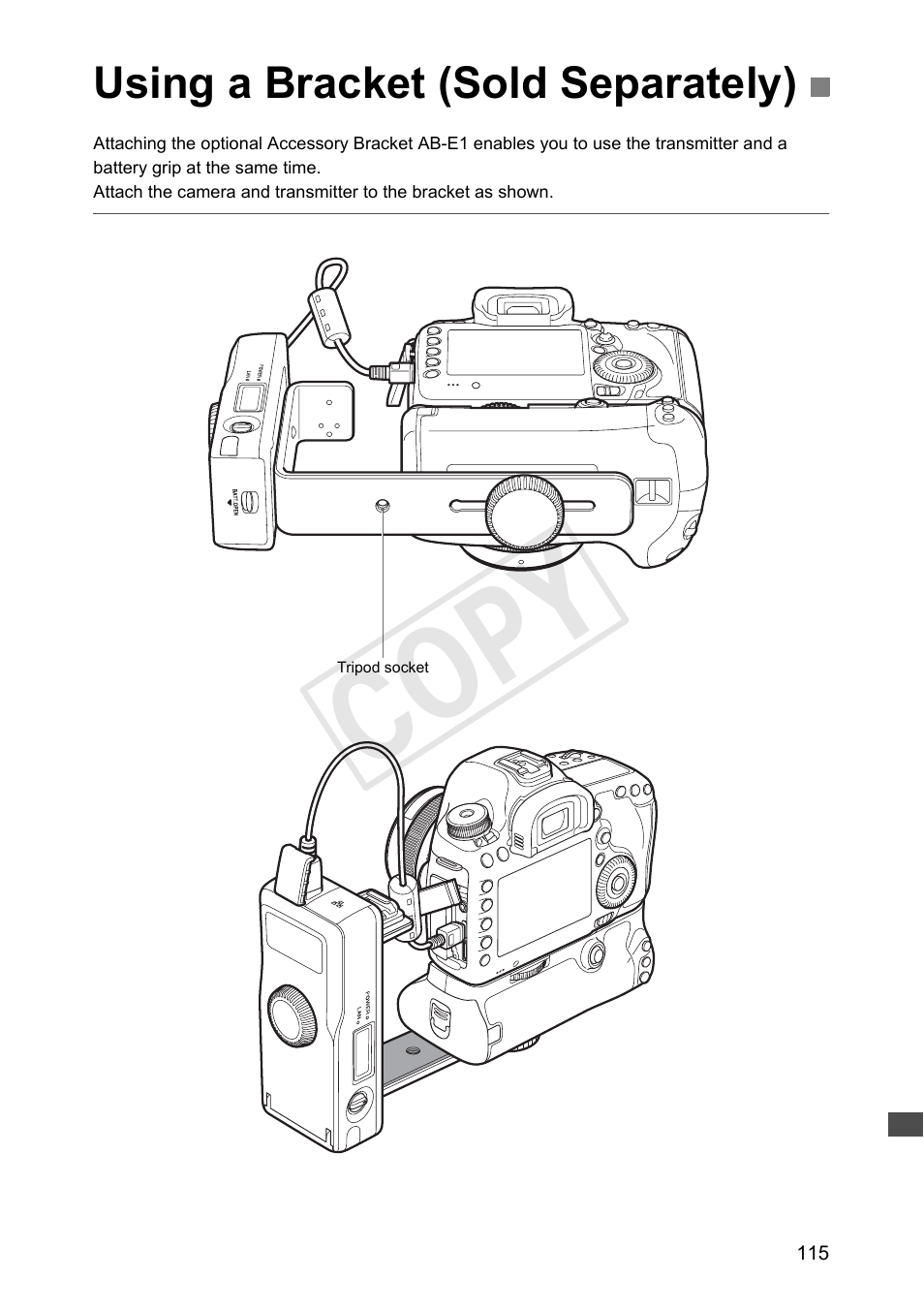 Using a bracket (sold separately), Cop y | Canon Wireless File Transmitter WFT-E7A User Manual | Page 115 / 126