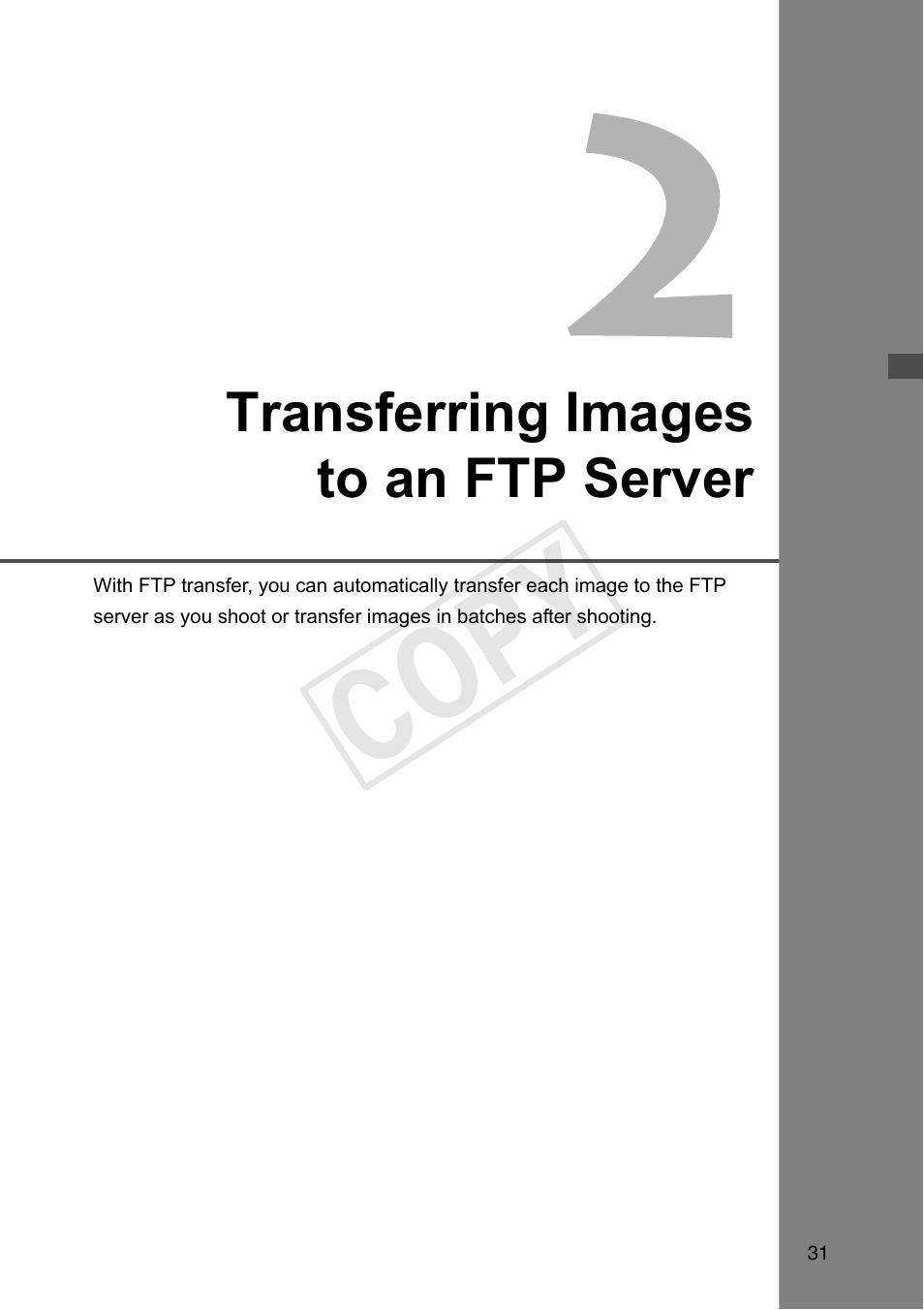 Transferring images to an ftp server, 2 transferring images to an ftp server, P.31) | Cop y | Canon Wireless File Transmitter WFT-E7A User Manual | Page 31 / 126