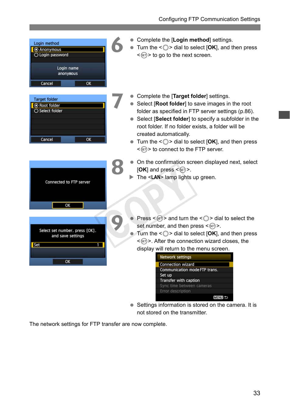 Cop y | Canon Wireless File Transmitter WFT-E7A User Manual | Page 33 / 126