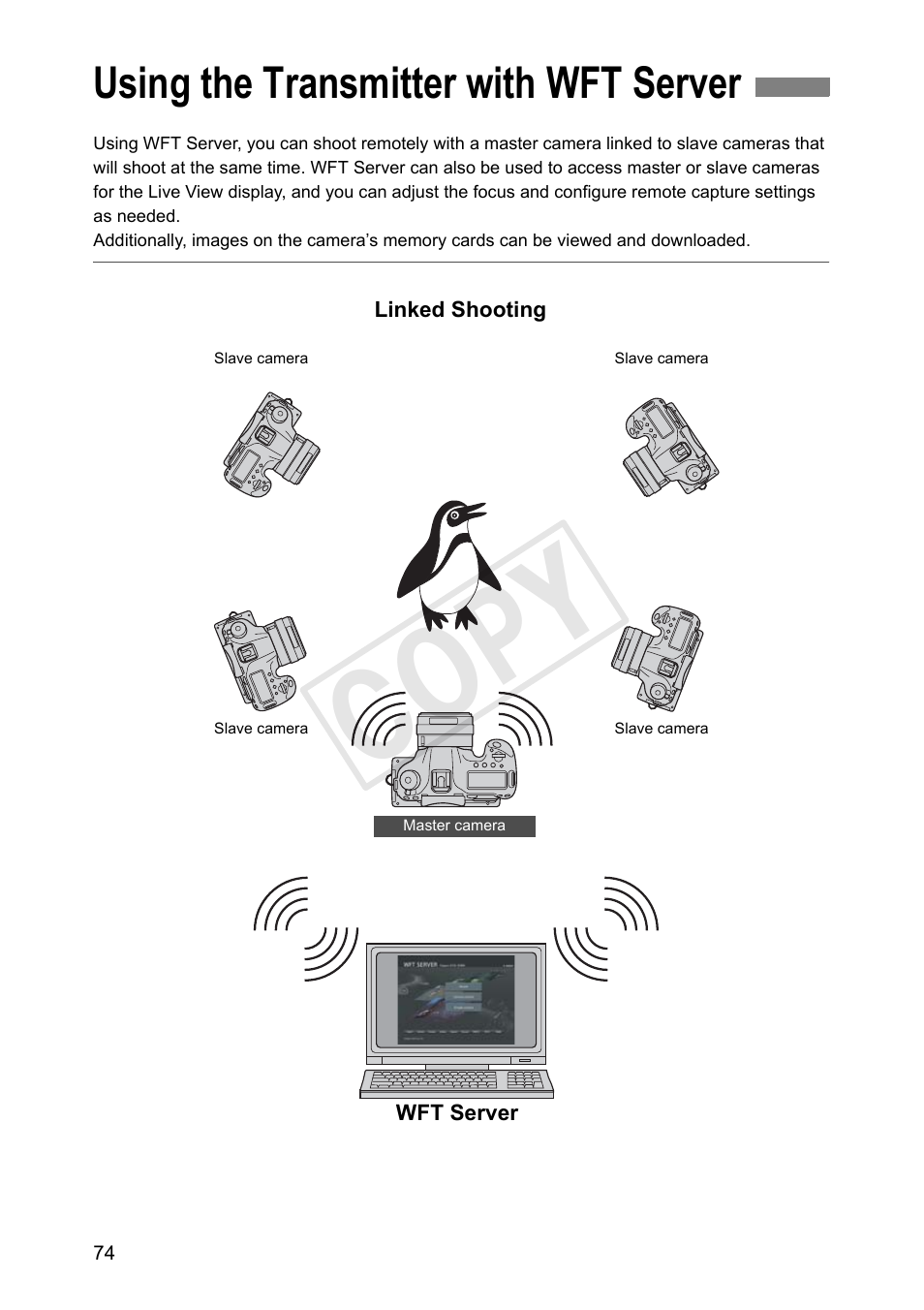 Using the transmitter with wft server, Cop y | Canon Wireless File Transmitter WFT-E7A User Manual | Page 74 / 126