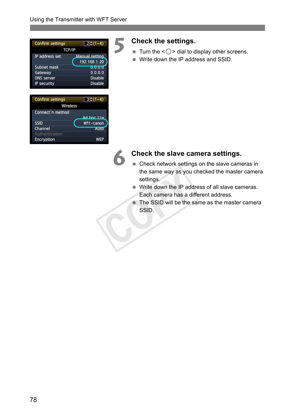 Cop y | Canon Wireless File Transmitter WFT-E7A User Manual | Page 78 / 126