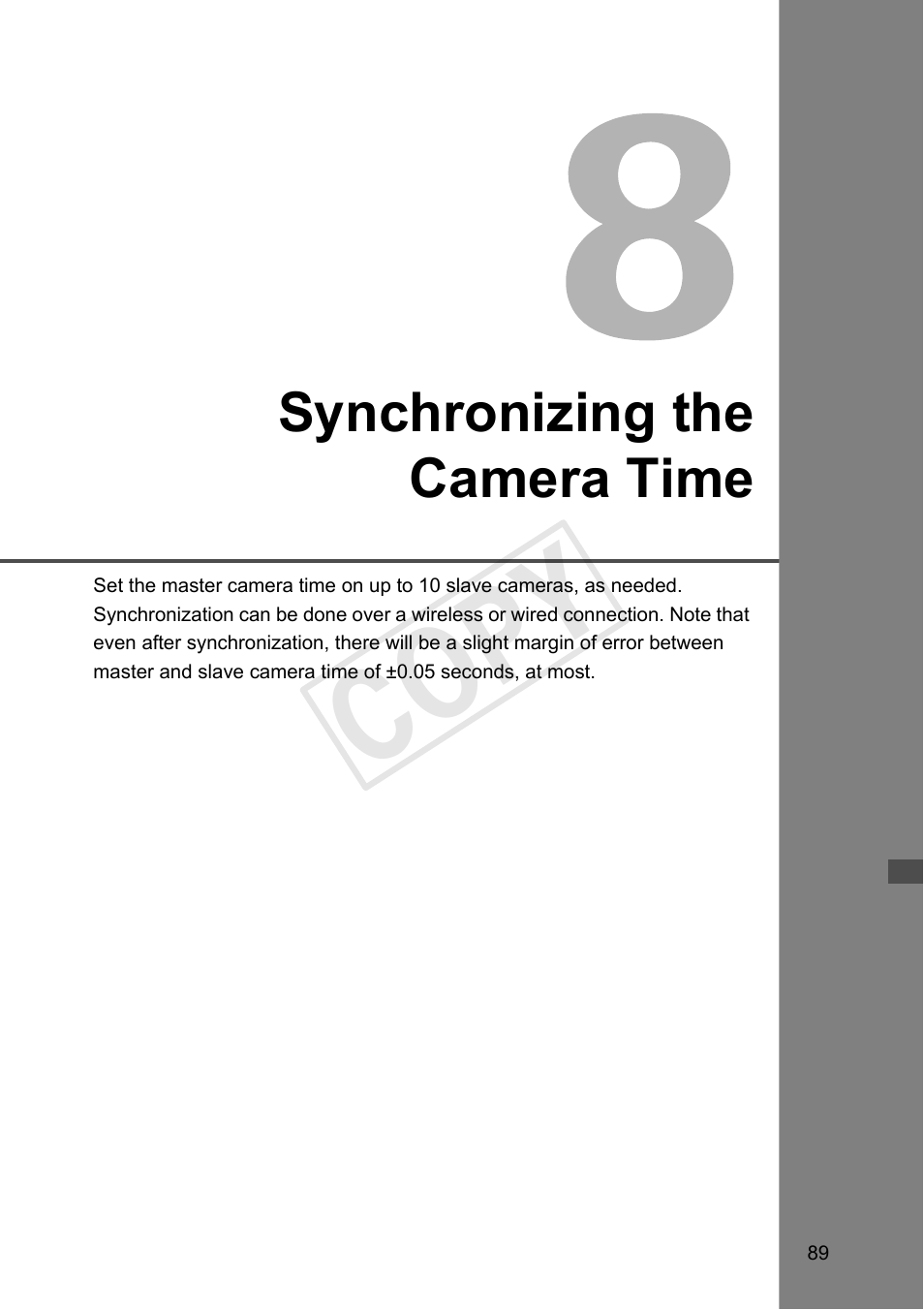 Synchronizing the camera time, 8 synchronizing the camera time, P.89) | Cop y | Canon Wireless File Transmitter WFT-E7A User Manual | Page 89 / 126