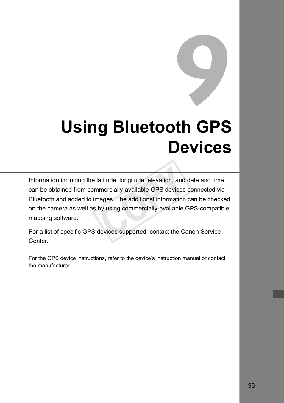 Using bluetooth gps devices, 9 using bluetooth gps devices, P.93) | Cop y | Canon Wireless File Transmitter WFT-E7A User Manual | Page 93 / 126