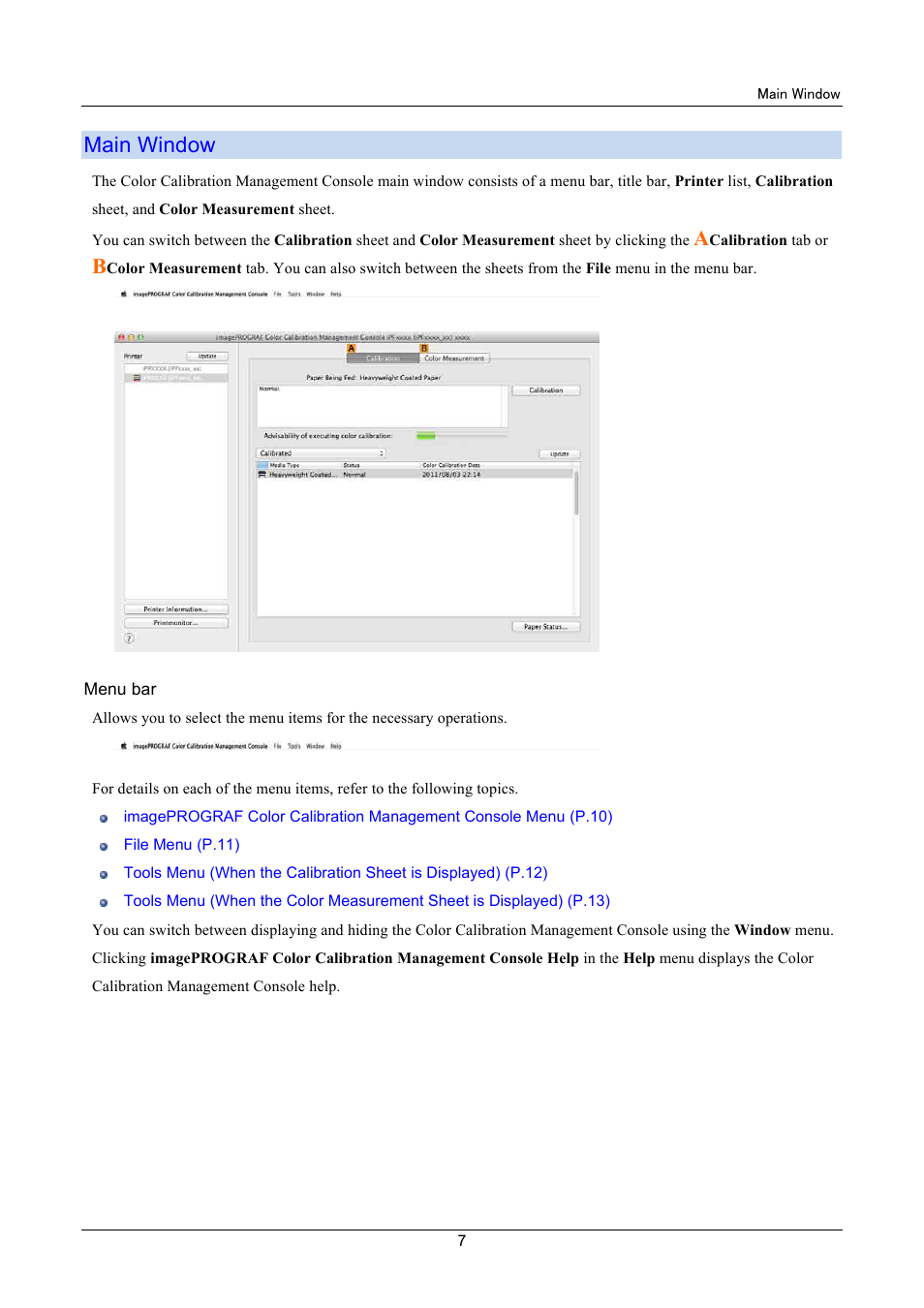 Main window | Canon imagePROGRAF iPF8400 User Manual | Page 7 / 48