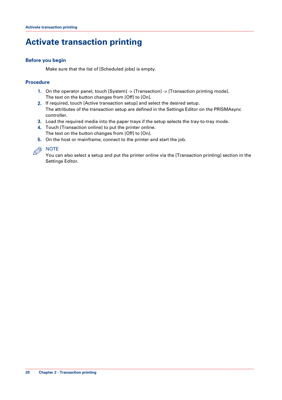 Activate transaction printing | Canon VarioPrint 6000+ Series User Manual | Page 20 / 44