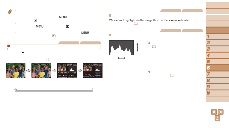 Information display), Displays a histogram, Switching display modes | Canon PowerShot G16 User Manual | Page 103 / 214