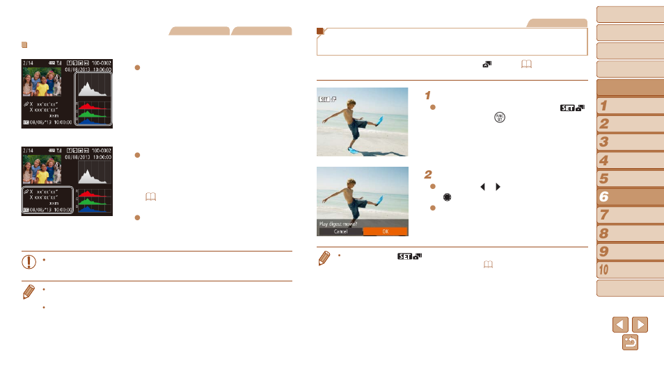 Date of the digest movie to play, Viewing short movies created when shooting, Still images (digest movies) | Canon PowerShot G16 User Manual | Page 104 / 214