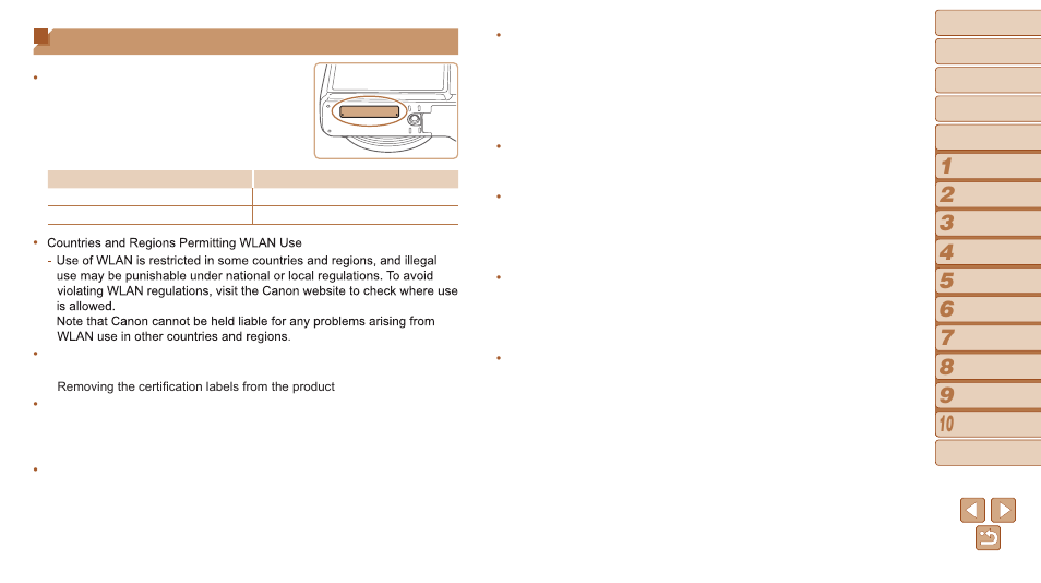 Wi-fi (wireless lan), Precautions, And “security precautions | Wi-fi (wireless lan) precautions | Canon PowerShot G16 User Manual | Page 210 / 214