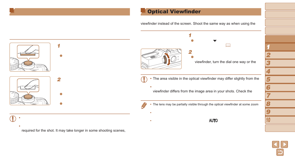 Shutter button, Optical viewfinder, Halfway | Canon PowerShot G16 User Manual | Page 22 / 214