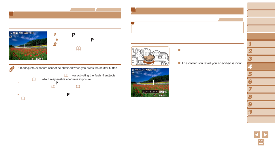 Shooting in program ae, P] mode), Image brightness (exposure) | Shooting in program ae ([p] mode), Adjusting image brightness, Exposure compensation) | Canon PowerShot G16 User Manual | Page 68 / 214