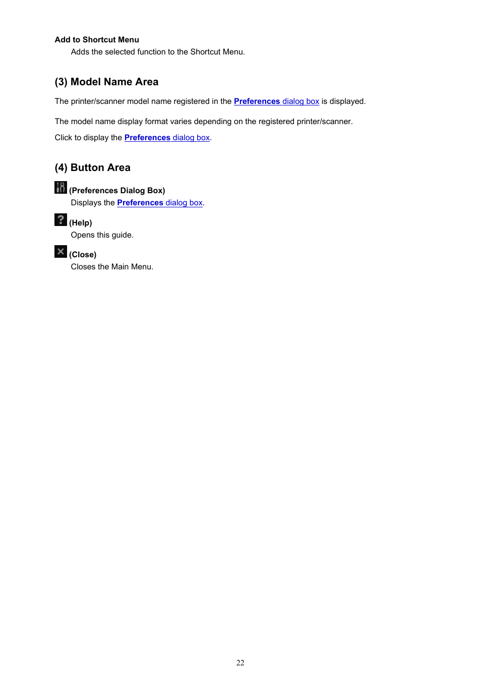 3) model name area, 4) button area | Canon PIXMA PRO-1 User Manual | Page 22 / 32