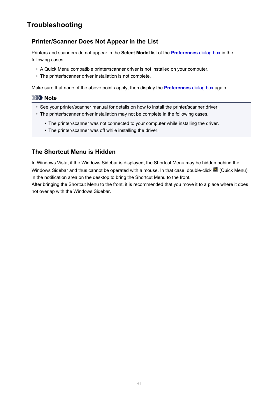 Troubleshooting | Canon PIXMA PRO-1 User Manual | Page 31 / 32