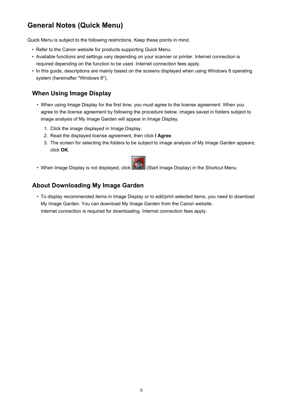 General notes (quick menu) | Canon PIXMA PRO-1 User Manual | Page 8 / 32