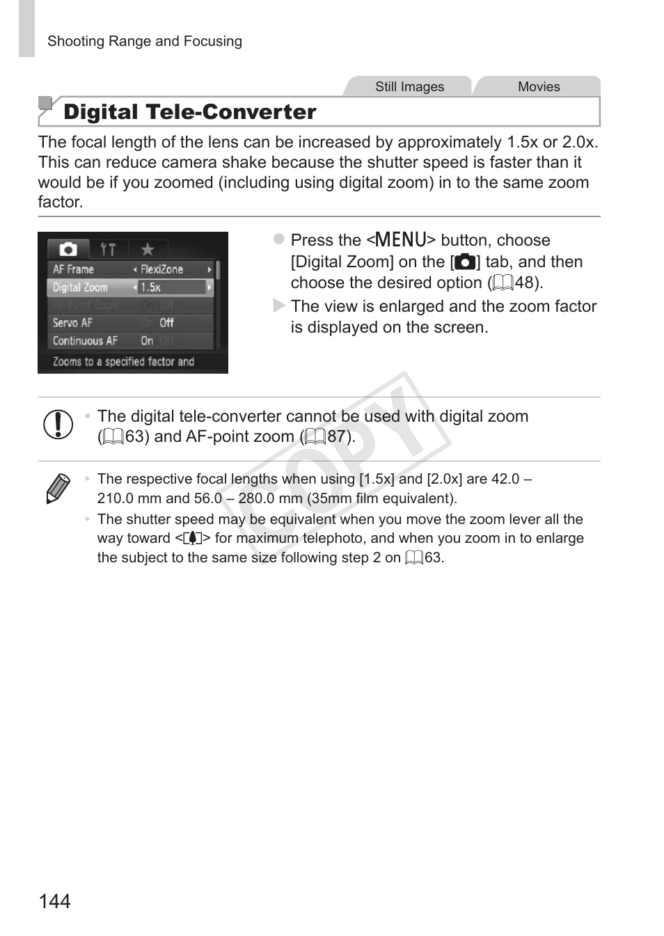 Cop y | Canon PowerShot G15 User Manual | Page 144 / 316