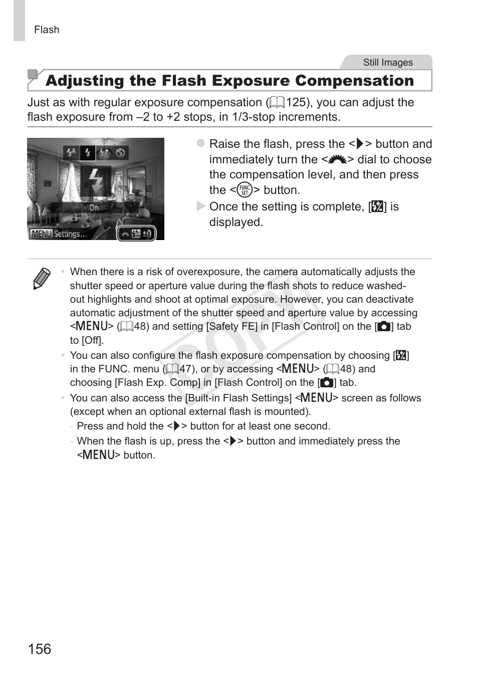 C op y, Adjusting the flash exposure compensation | Canon PowerShot G15 User Manual | Page 156 / 316