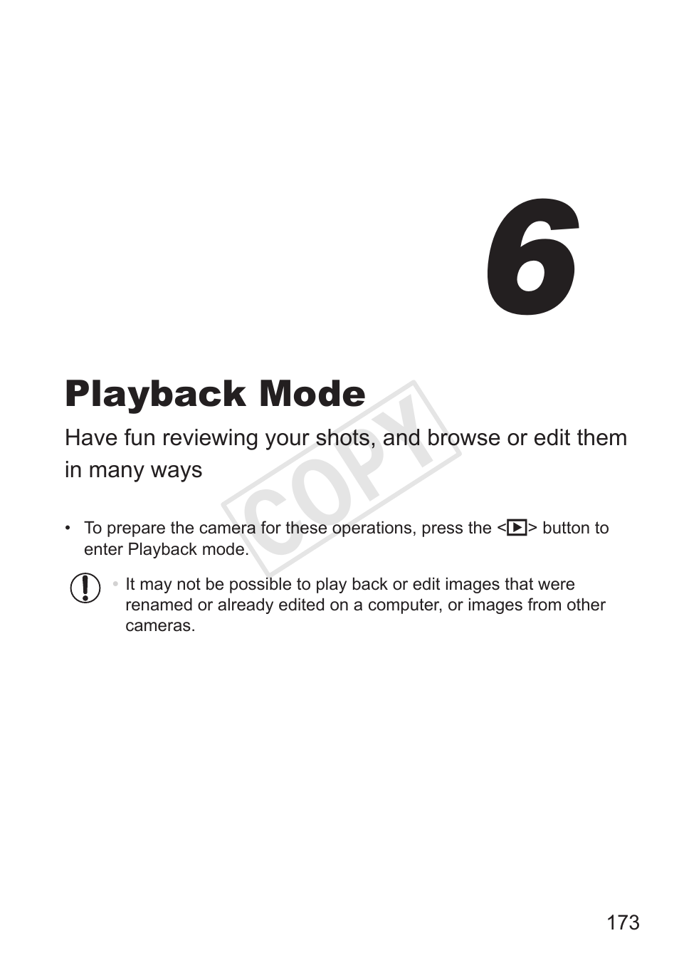 6 playback mode, Playback mode, Cop y | Canon PowerShot G15 User Manual | Page 173 / 316