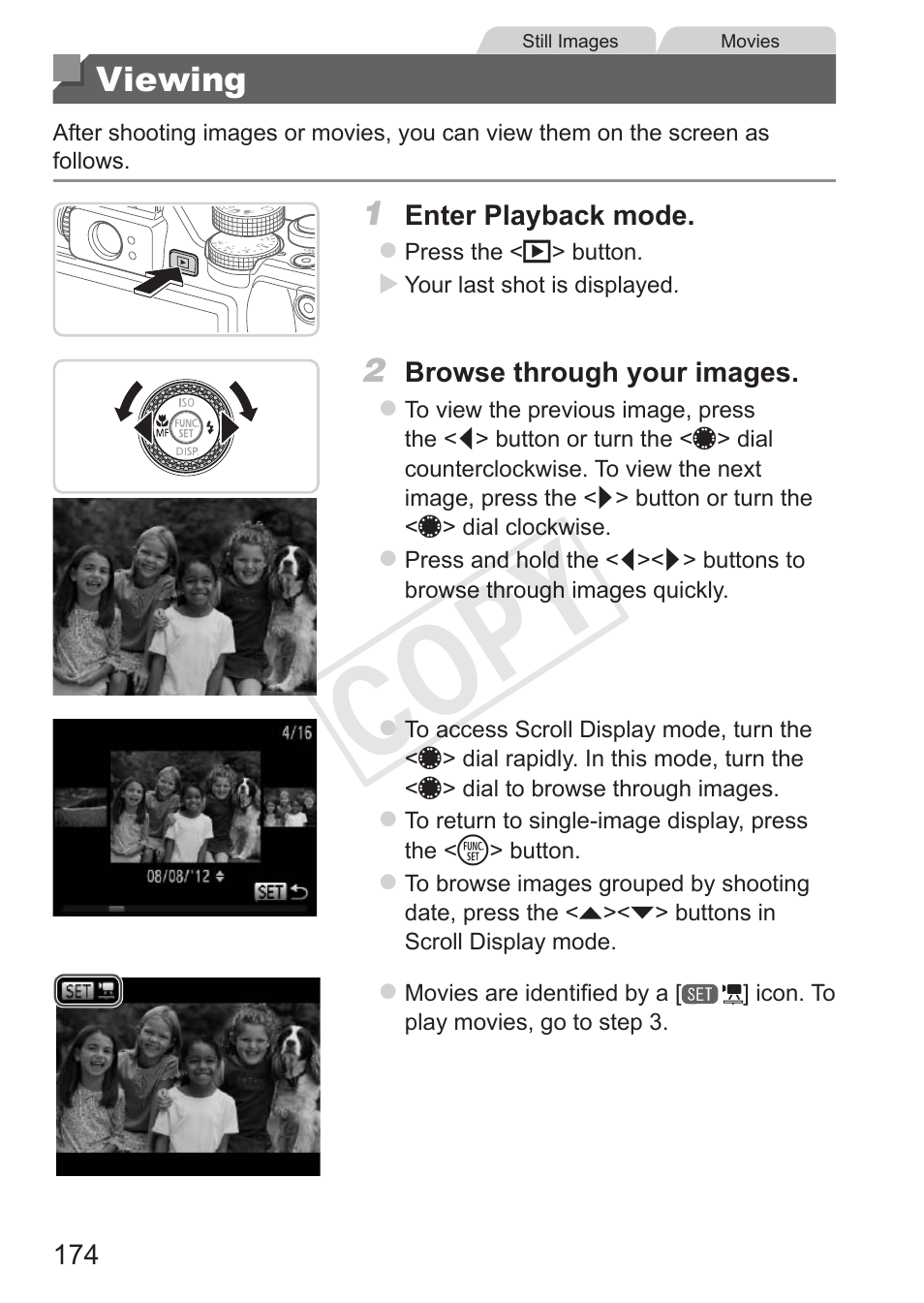 Viewing, Cop y | Canon PowerShot G15 User Manual | Page 174 / 316