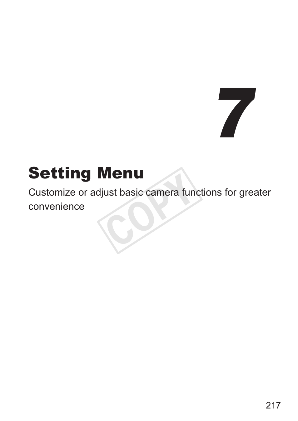7 setting menu, Setting menu, Cop y | Canon PowerShot G15 User Manual | Page 217 / 316