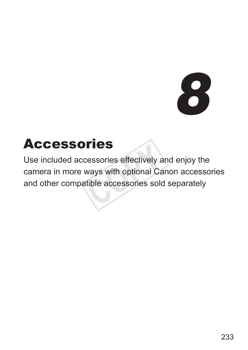 8 accessories, Accessories, Cop y | Canon PowerShot G15 User Manual | Page 233 / 316