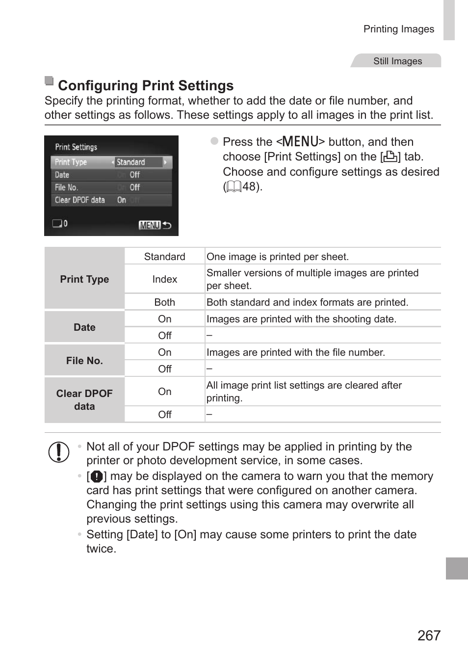 Configuring print settings | Canon PowerShot G15 User Manual | Page 267 / 316