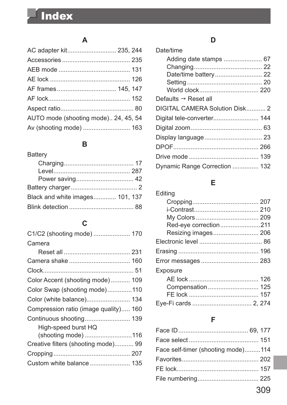 Index | Canon PowerShot G15 User Manual | Page 309 / 316
