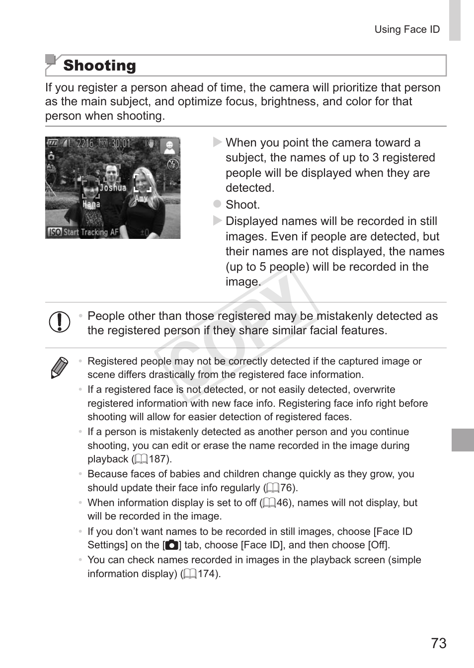 Cop y, Shooting | Canon PowerShot G15 User Manual | Page 73 / 316