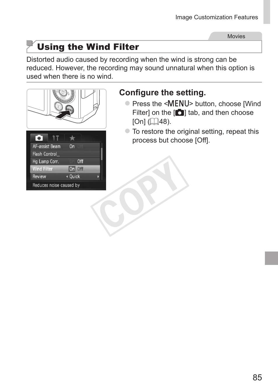 Cop y | Canon PowerShot G15 User Manual | Page 85 / 316